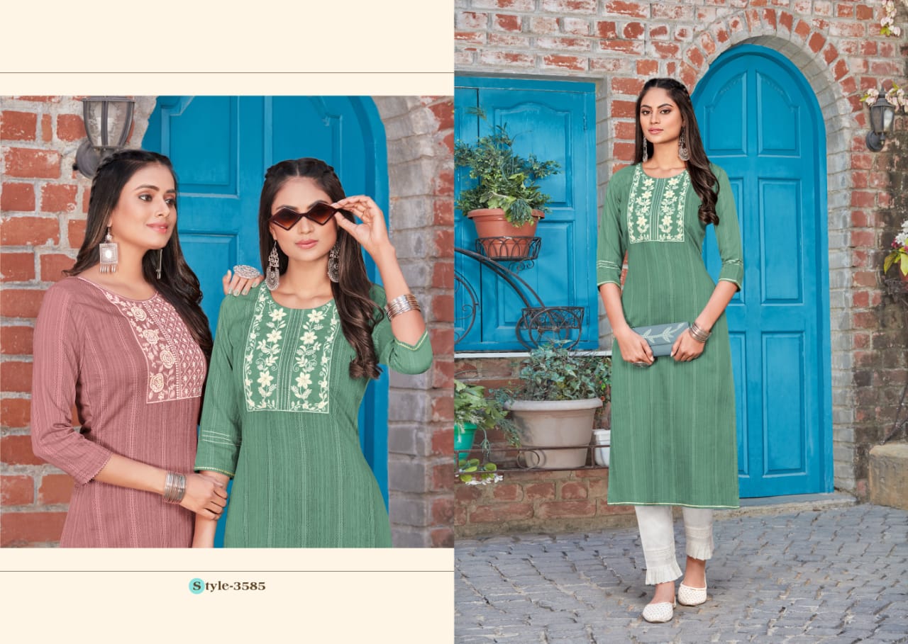 Rangoon Zara Designer Fancy Cotton Ethnic Wear Embroidery Kurti Collection